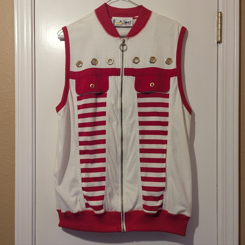 Vintage Red and White Striped Vest